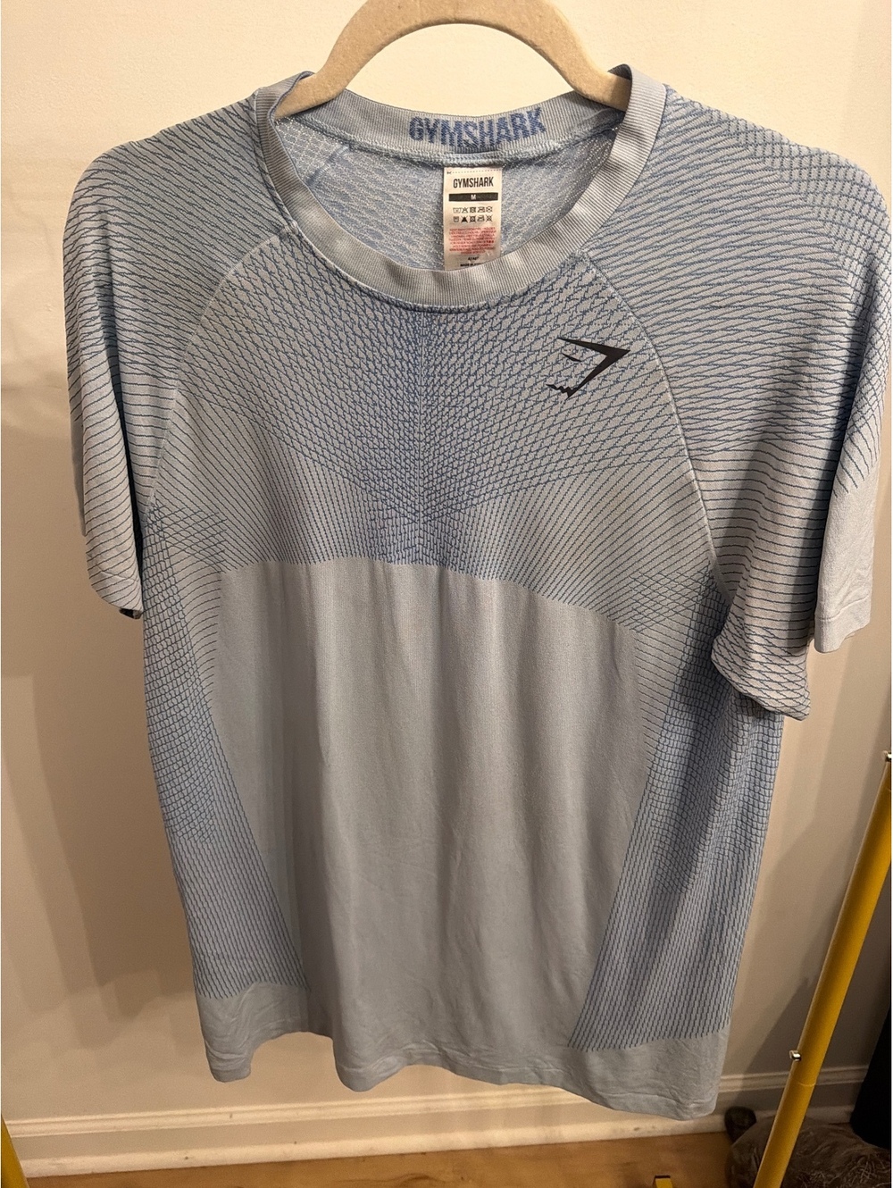 Gymshark Men's Light Blue Seamless Workout T-Shirt Medium